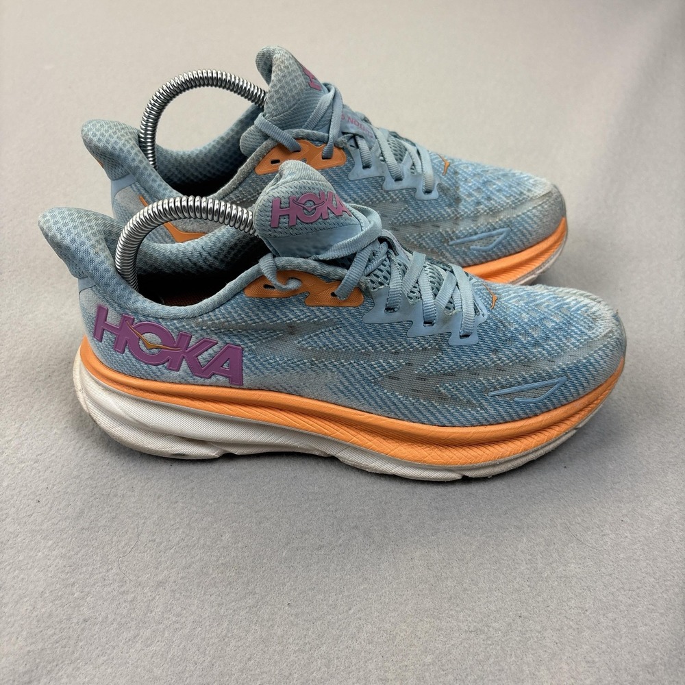 Hoka One One Clifton 9 Shoes Womens Size 7.5 Blue Running Sneakers 1127896